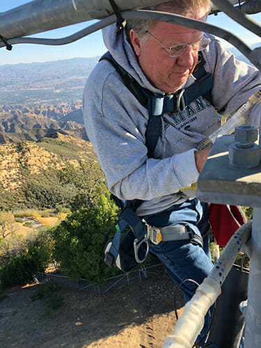 Two Way Radio communications. David on a tower