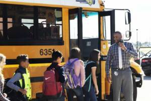 School Bus Loading Children