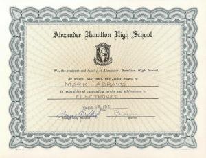 Mark Abrams Award From Hami High