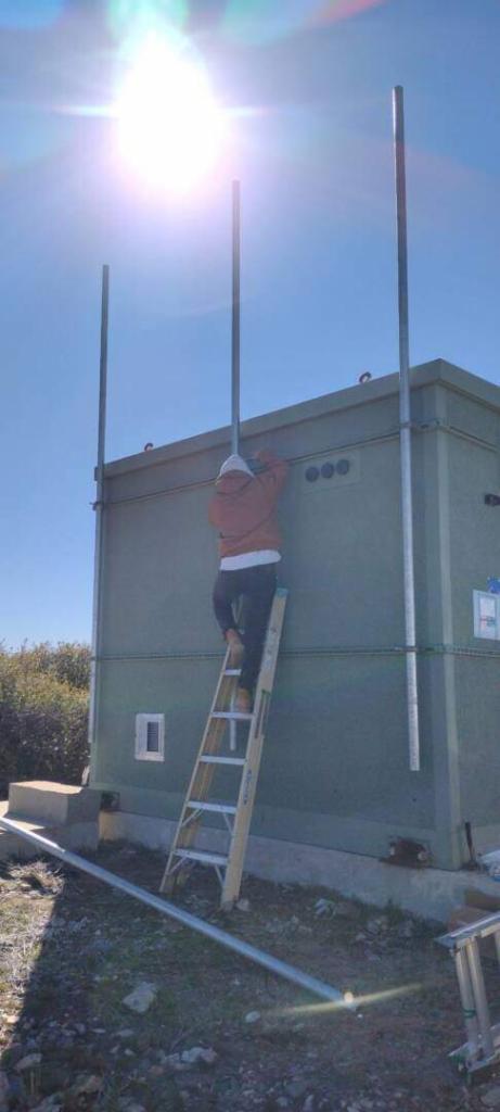 Working on Cajon Mountain building