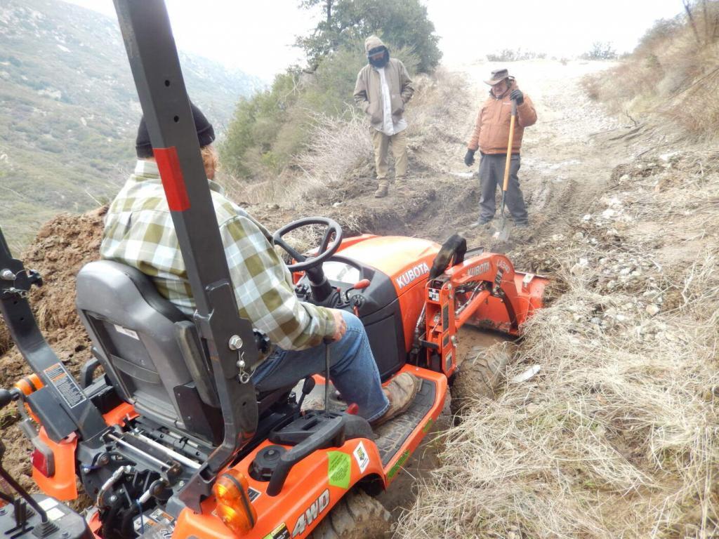 Clearing the landslide on Cajon Mountain Road (Clegghorn Road)