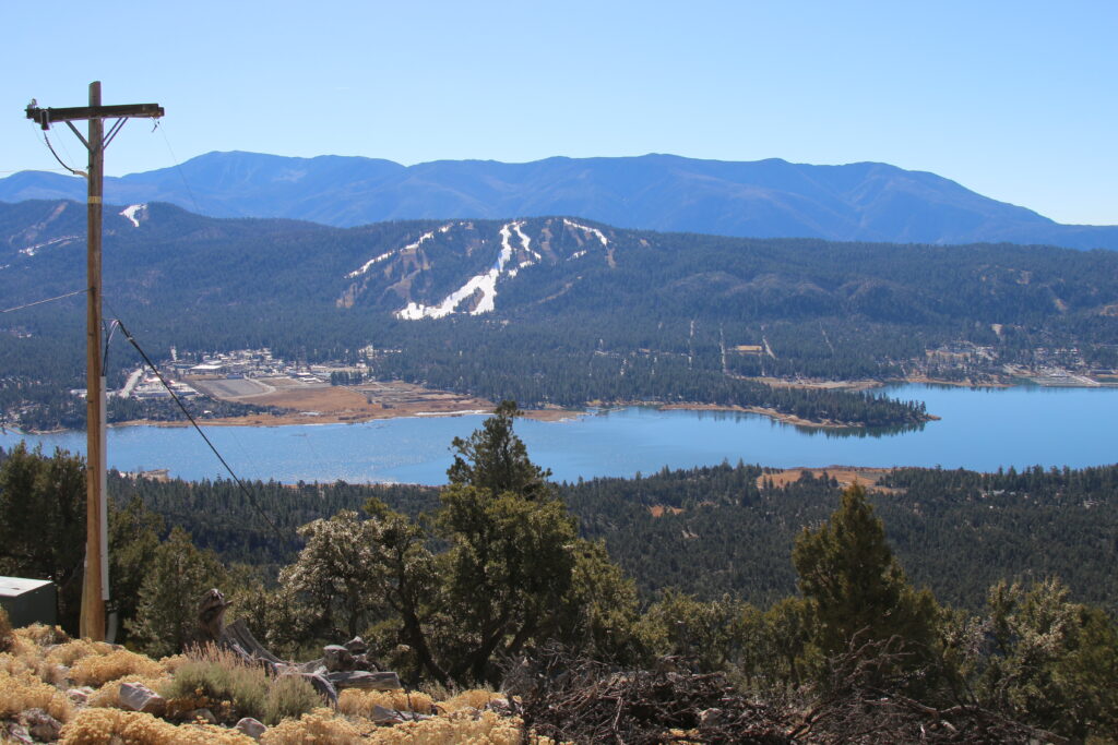 The view of Big Bear Lake from the Bertha Peak radio site.