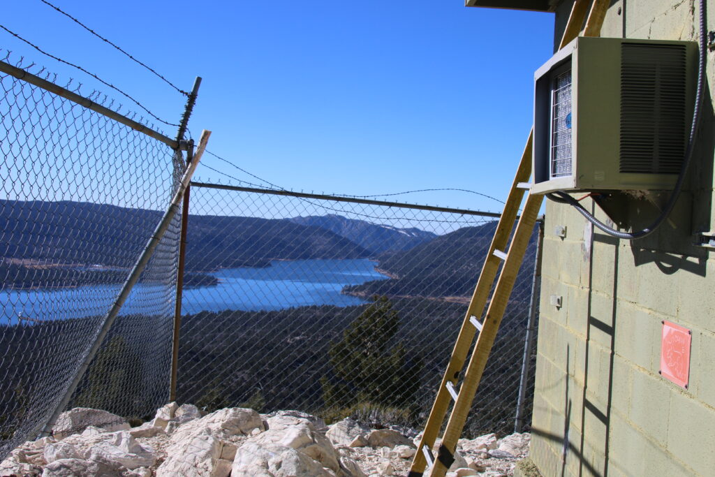 The view of Big Bear Lake from the Bertha Peak radio site. 