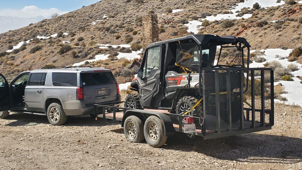 The Honda Pioneer loaded on the trailer for the trip home. 