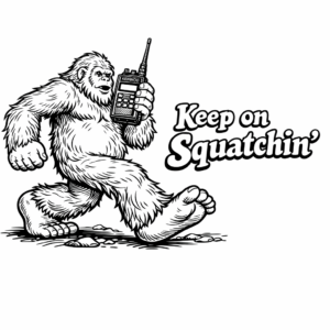 Keep on Squatchin Sasquatch with a radio