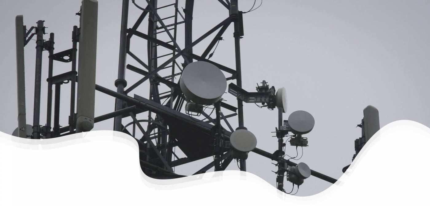 Microwave dishes on radio site tower